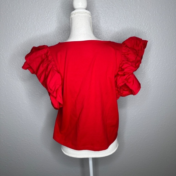 A New Day Red top with ruffle sleeves XL - Picture 4 of 7